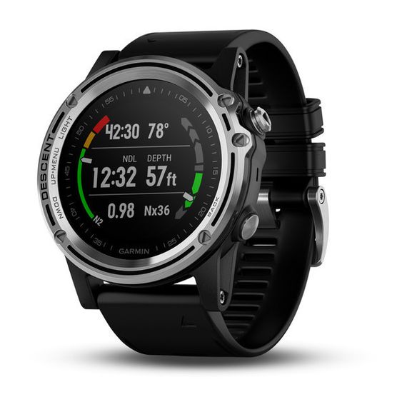 Умные часы - дайвинг компьютер Garmin Descent Mk1 Sapphire серебристые с черным силиконовым ремешком