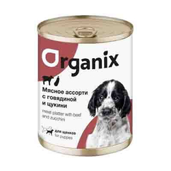 ORGANIX Консервы для щенков Мясное ассорти с Говядиной и цукини