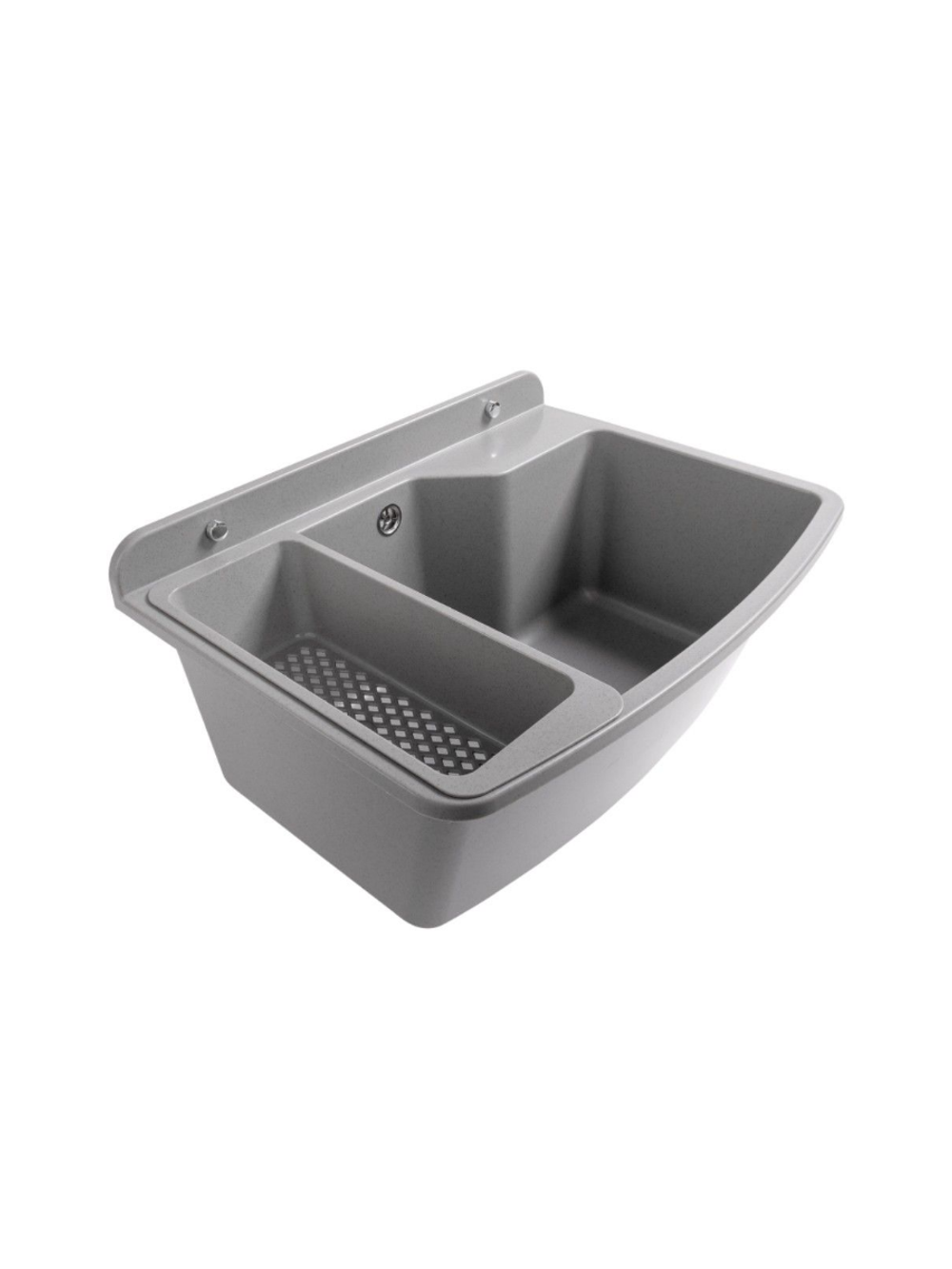 Пластиковая техническая раковина c коландером MAXIMUS GREY PLUS