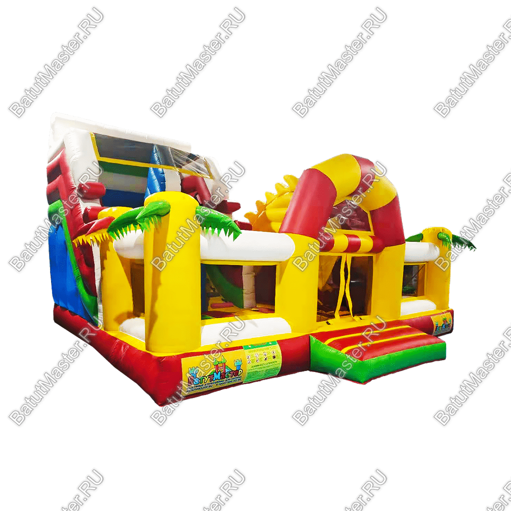 Коммерческий батут "Белый клык" с механизированной головой, цвет красно-желтый, 6х5х4 м