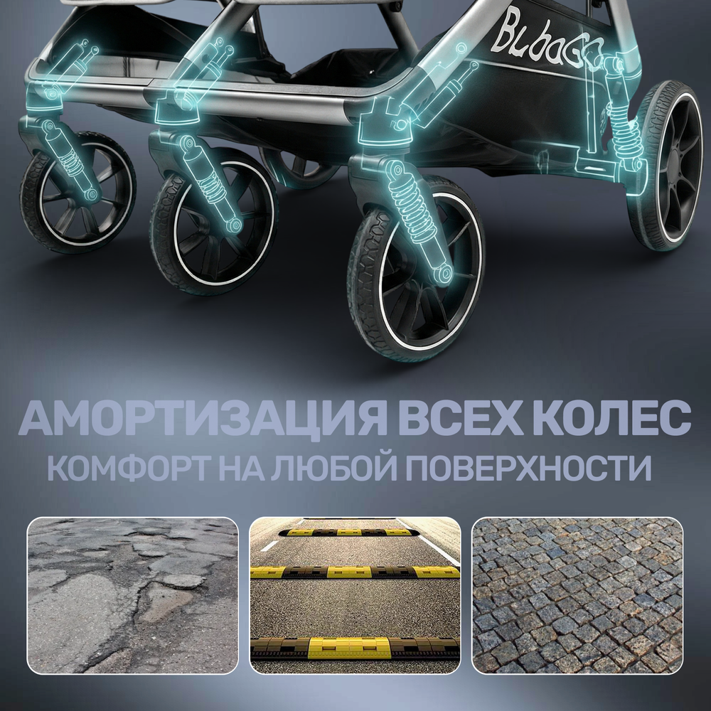 Прогулочная коляска для двойни BubaGO DUO X