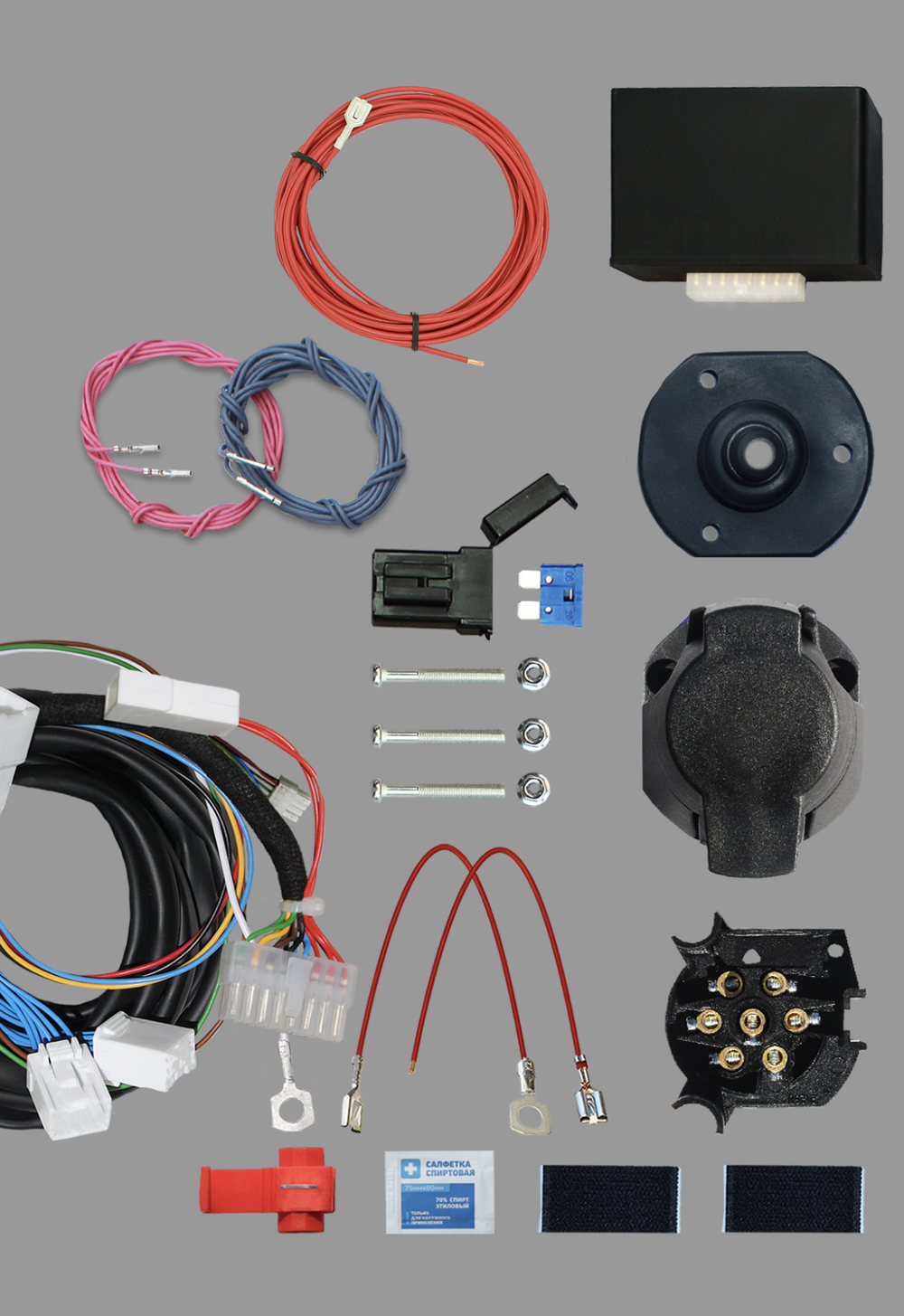 Комплект штатной электрики для фаркопа 7-pin Toyota Land Cruiser 200 2007-2021 с блоком 7.2 (premium) - КонцептАвто KA SC 72 115 202