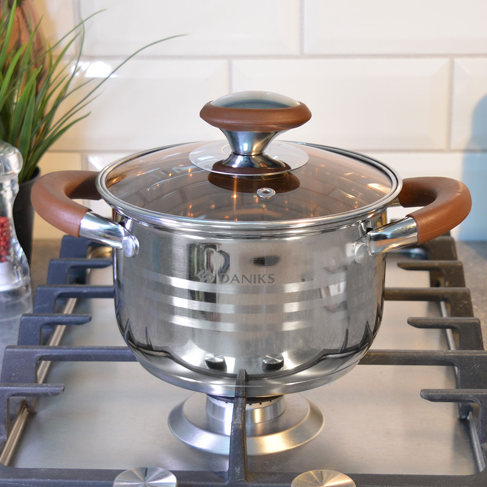 Кастрюля 2л нерж, индукция, "Daniks" Веллингтон GS-01415-16CA