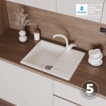 Мойка POLYGRAN GALS-620 белый хлопок №36, смеситель SKS2 белый