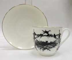 Чашка с блюдцем кофейная ф. Ландыш рис. Силуэты. Котята арт. 81.17258.00.1