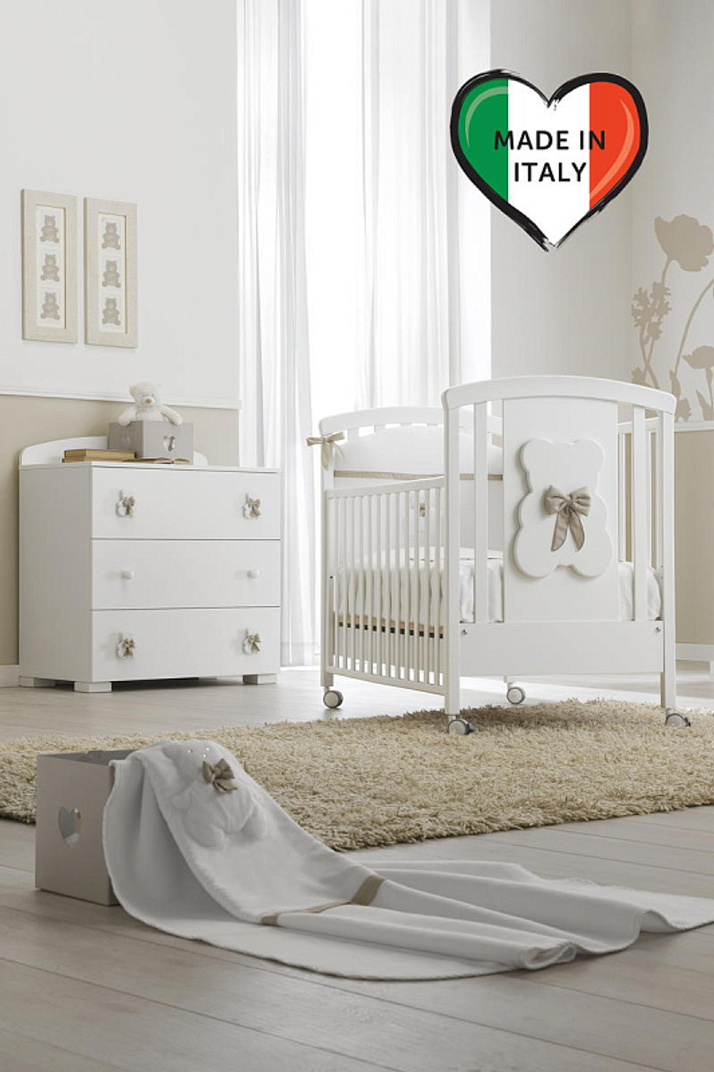 Тумба-комод с пеленальным столом Erbesi Dudu белый/песочный