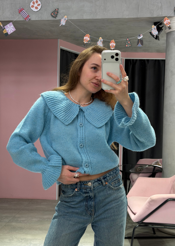 Кардиган с воротничком Candy голубой