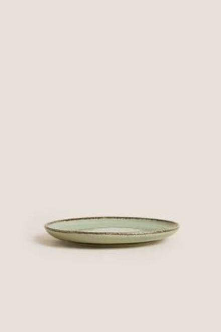 ZARA HOME ФАРФОРОВАЯ БОКОВАЯ ТАРЕЛКА, ЦВЕТ МОРСКОЙ ВОЛНЫ