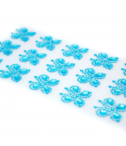 Стразы самоклеющиеся бабочки голубые 15 шт