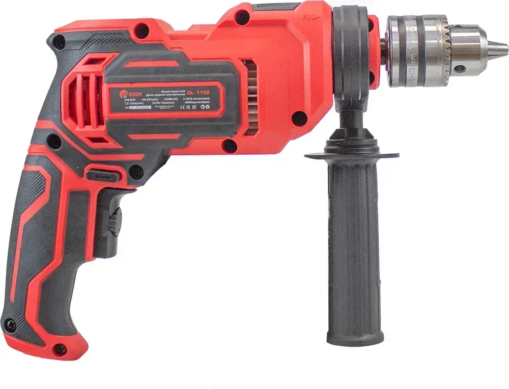 Дрель ударная сетевая 1200 Вт с ключевым патроном, регулировка оборотов, реверс