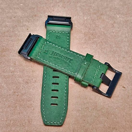 Ремешок 26 мм. Hemsut для Garmin натуральная кожа (Зеленый)
