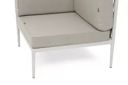 "Касабланка" угловой модуль плетеный из роупа, каркас алюминий светло-серый (RAL7035) муар, роуп серо-коричневый 23мм, ткань бежевая 15052