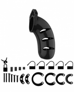 Чёрный мужской пояс верности Model 03 Chastity 4.5 Cock Cage (Цвет: черный)