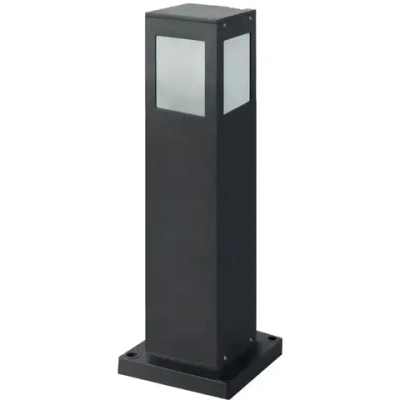 Наземный садовый уличный светильник из алюминия в чёрном цвете 60W E27,защита IP44, мощность ламп max.60W, цвет- чёрный матовый, 500х90мм столб квадратный черный алюминий стекло