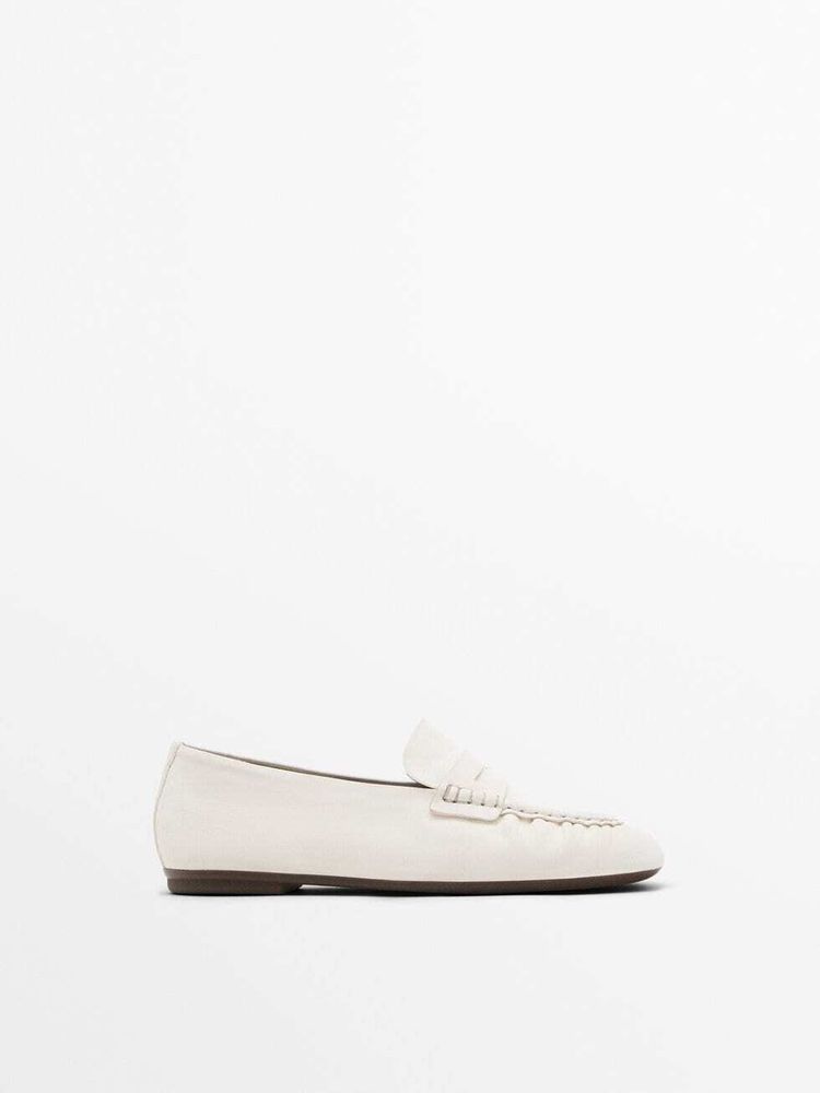 Massimo Dutti Мягкие лоферы с планкой, белый