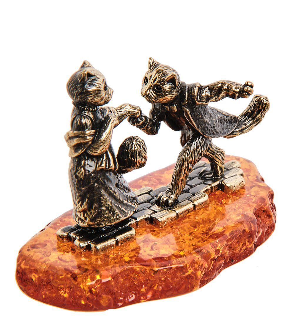 Народные промыслы AM-3074 Фигурка «Коты Ромэо и Джульета» (латунь, янтарь)
