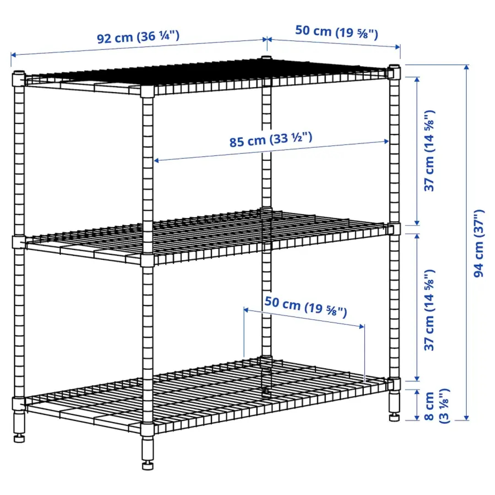 Стеллаж - IKEA OMAR, 92х50х94 см, оцинкованная сталь, ОМАР ИКЕА
