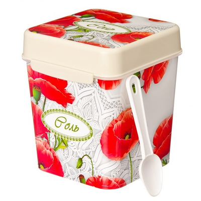 Ёмкость ПМ 1,2л Маки (соль) с ложкой М4829 Альтерн(12)