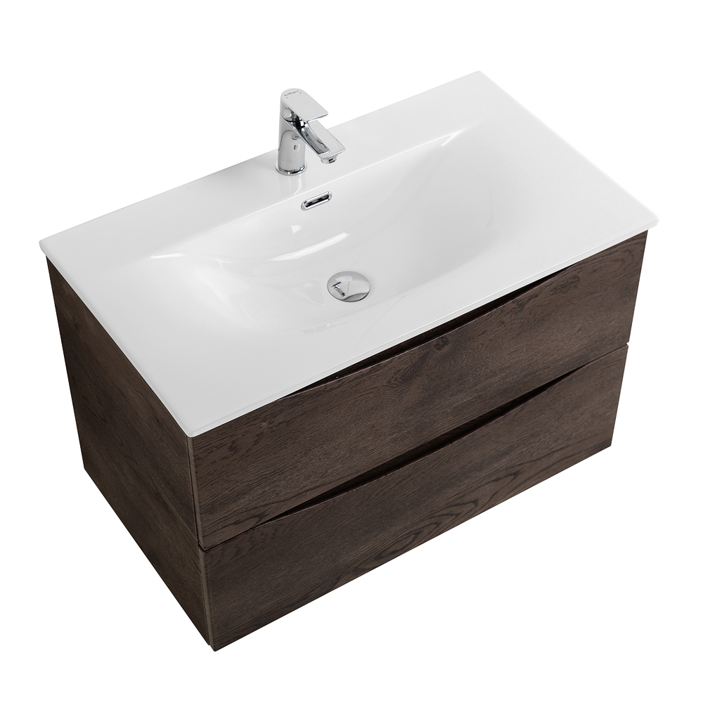 Тумба с раковиной подвесная BelBagno MARINO-CER-N-800-2C-SO-RNG-P Rovere Nature Grigio, раковина белая BB-8099-80