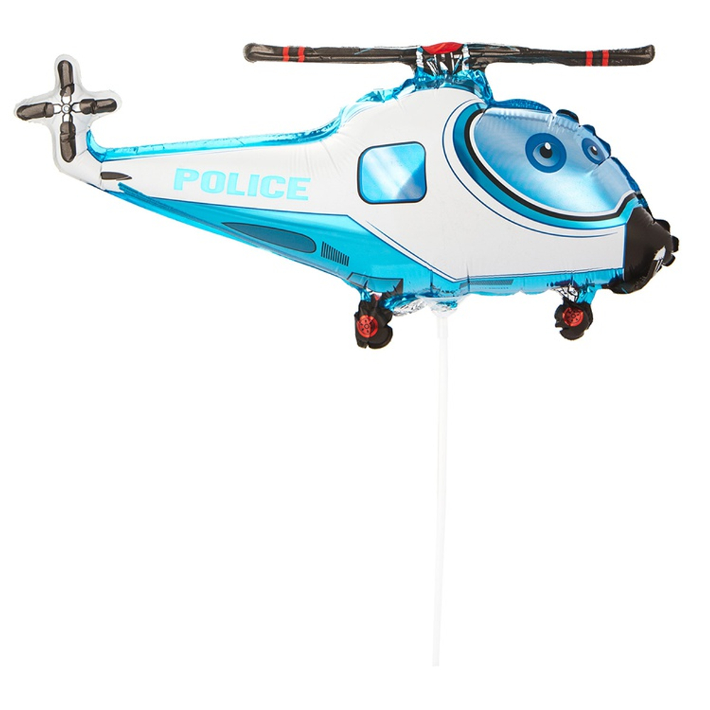 Шар Фольгированный Вертолет Полиция (Голубой)