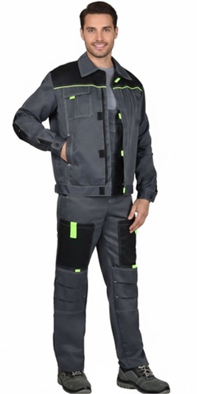 Костюм "Nerss-ФАВОРИТ" куртка, п/к т.серый с черным