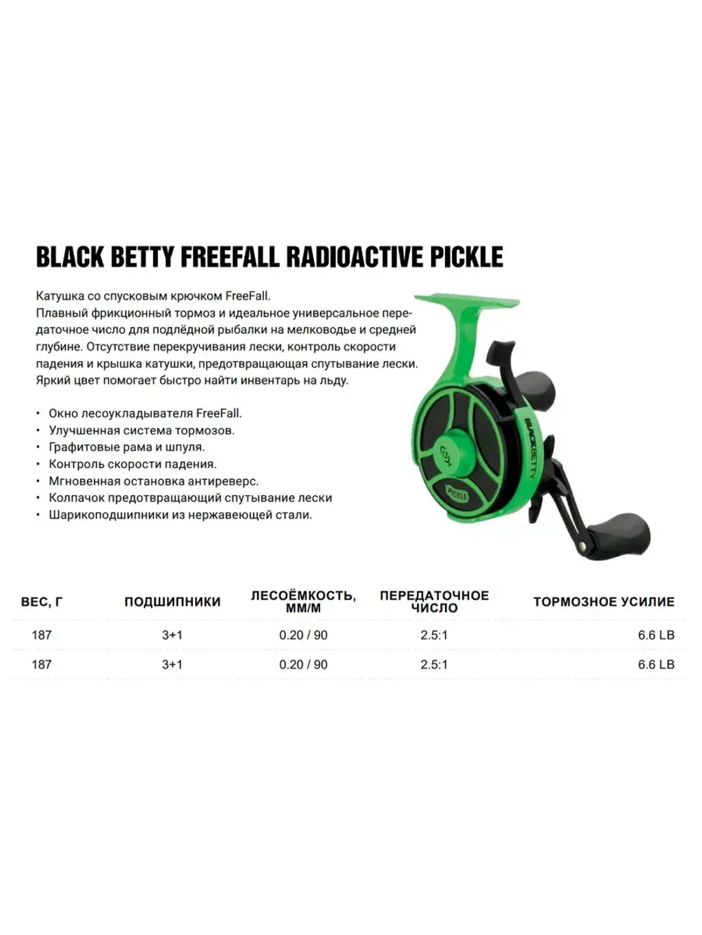 Катушка инерционная Black Betty FreeFall