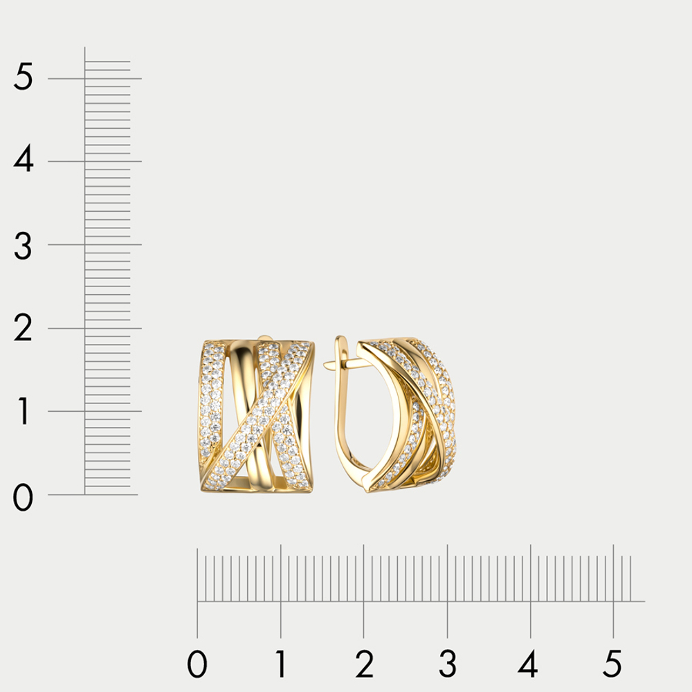 Серьги женские с фианитами из желтого золота 585 пробы (арт.С1253-5401)