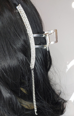 Заколка для волос краб "Квадратная дуга", металл, стразы, кисточки