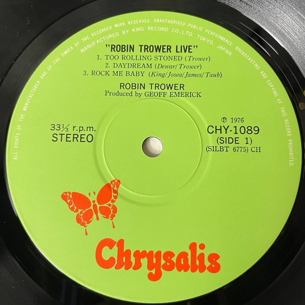 Винтажная виниловая пластинка LP Robin Trower Live (Japan 1976) (No Obi) Rock Me Baby