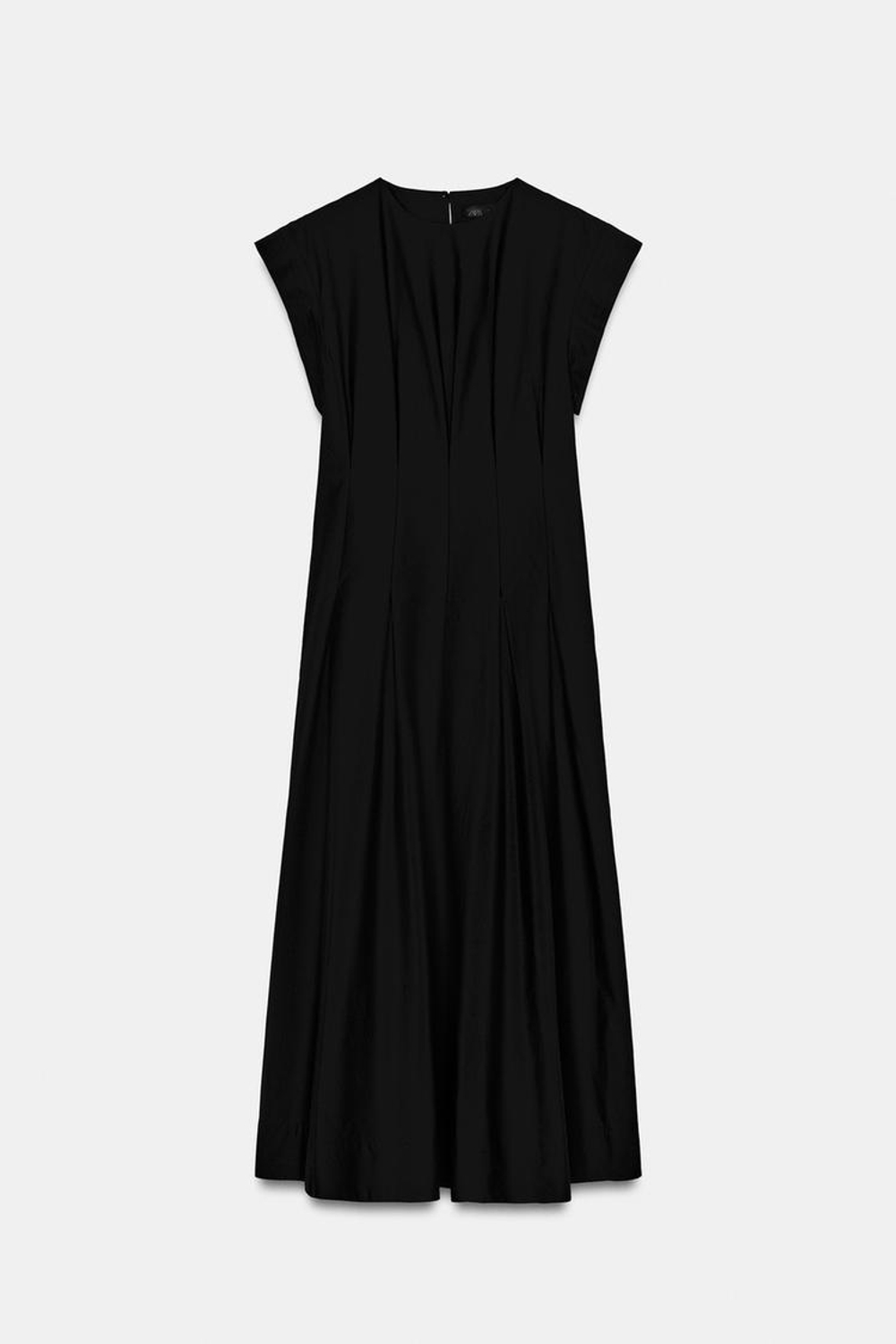 ZARA ПЛАТЬЕ ИЗ ПОПЛИНА СО СКЛАДКАМИ — ZW COLLECTION, ЧЕРНЫЙ