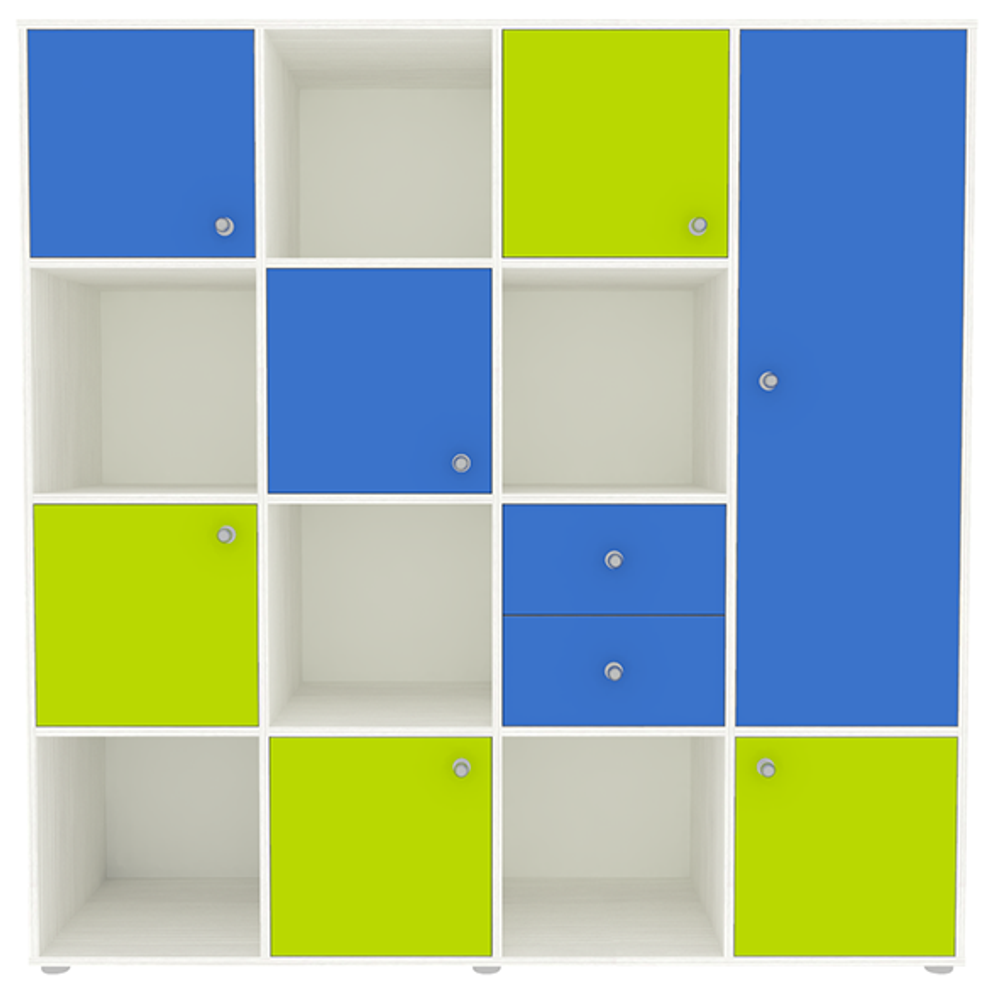 Стеллаж КарИВи Джери 2 Белое Дерево Лайм, Синий