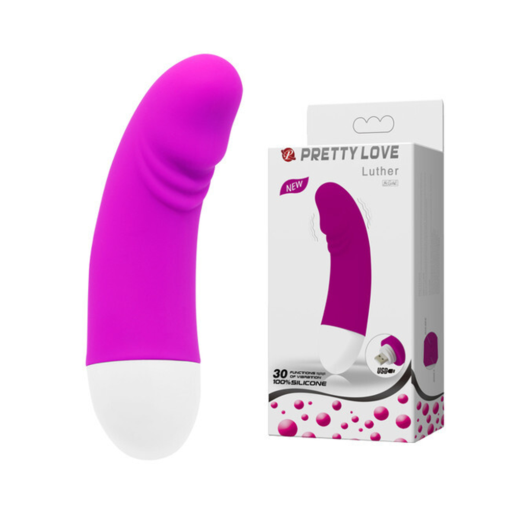 Мини-вибратор для G-стимуляции Pretty Love Luther (30 режимов) (Цвет: фуксия с белым)