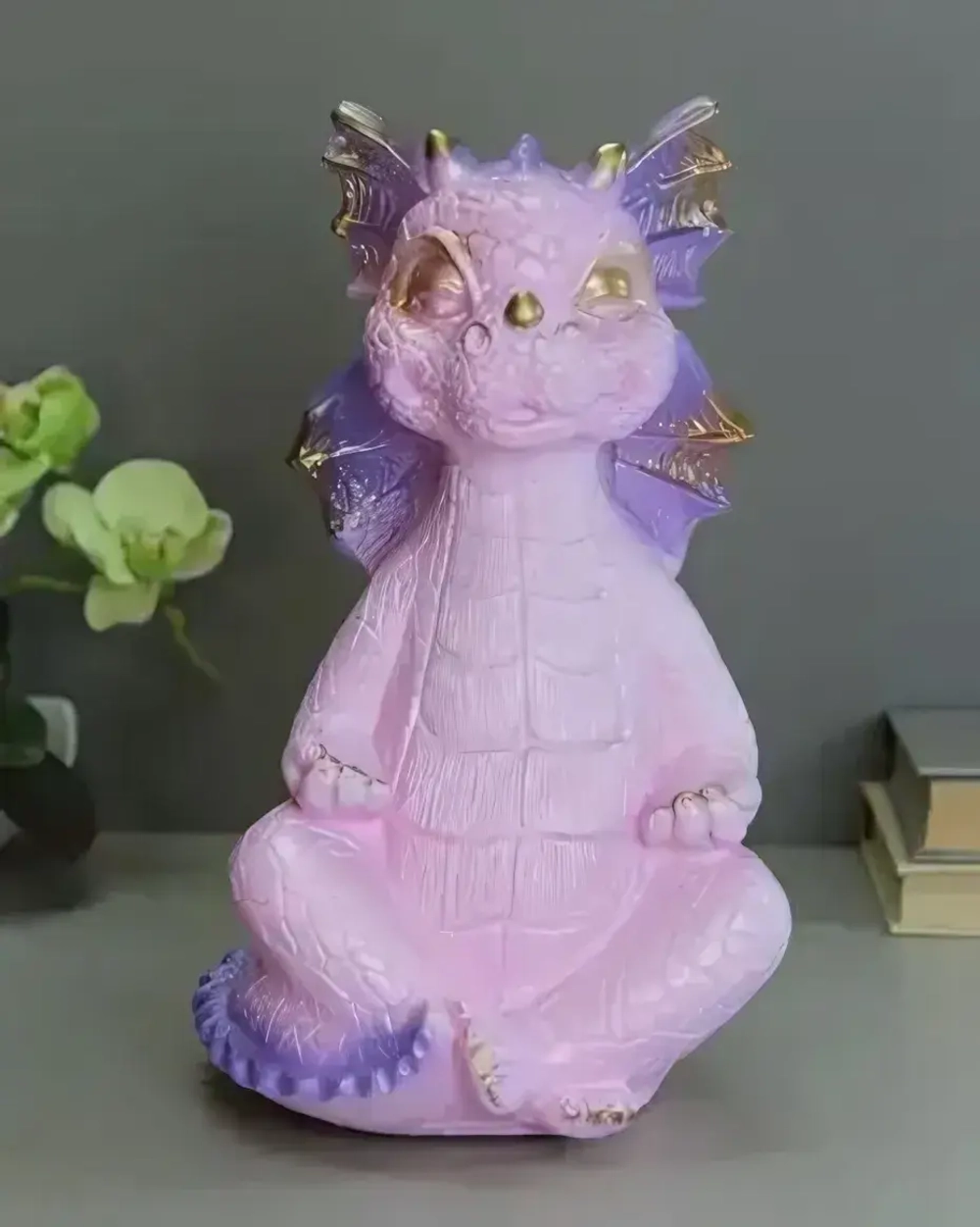 Статуэтка из гипса «Дракон Дзен» 27см сиреневый