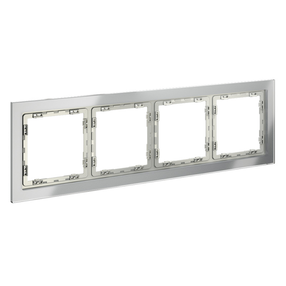 Рамка стеклянная VOLTUM S70 на 4 поста, (сталь, стекло)