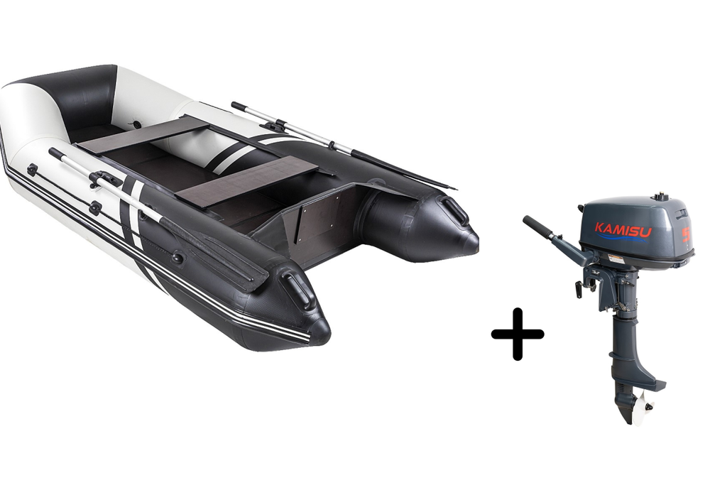 Броня-280 белый-черный + KAMISU T 5 BMS (комплект лодка + мотор)