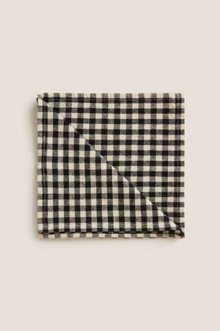 ZARA HOME КЛЕТЧАТАЯ САЛФЕТКА В КЛЕТКУ, ЧЕРНЫЙ