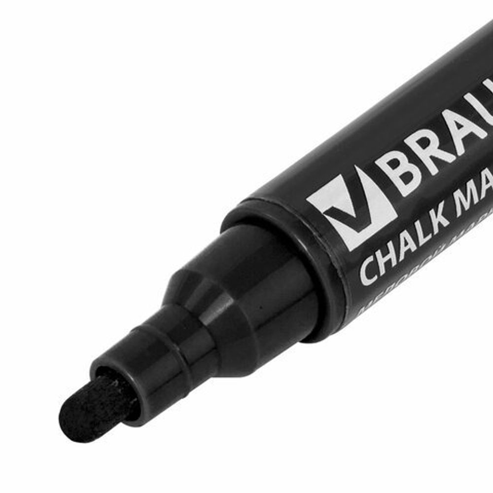 Маркер меловой "POP-ART" ЧЕРНЫЙ, 5 мм, сухостираемый, для гладких поверхностей, BRAUBERG, 151534