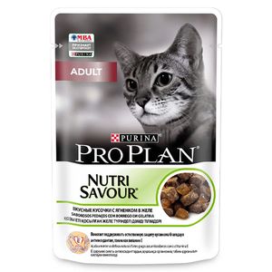 Корм влажный PURINA PRO PLAN NUTRISAVOUR для взрослых кошек с ягненком в желе 85 гр/уп