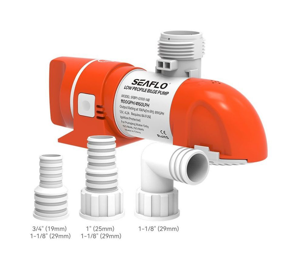 Помпа осушительная автоматическая низкопрофильная, 12 В, 800GPH (3028 л/ч), SeaFlo