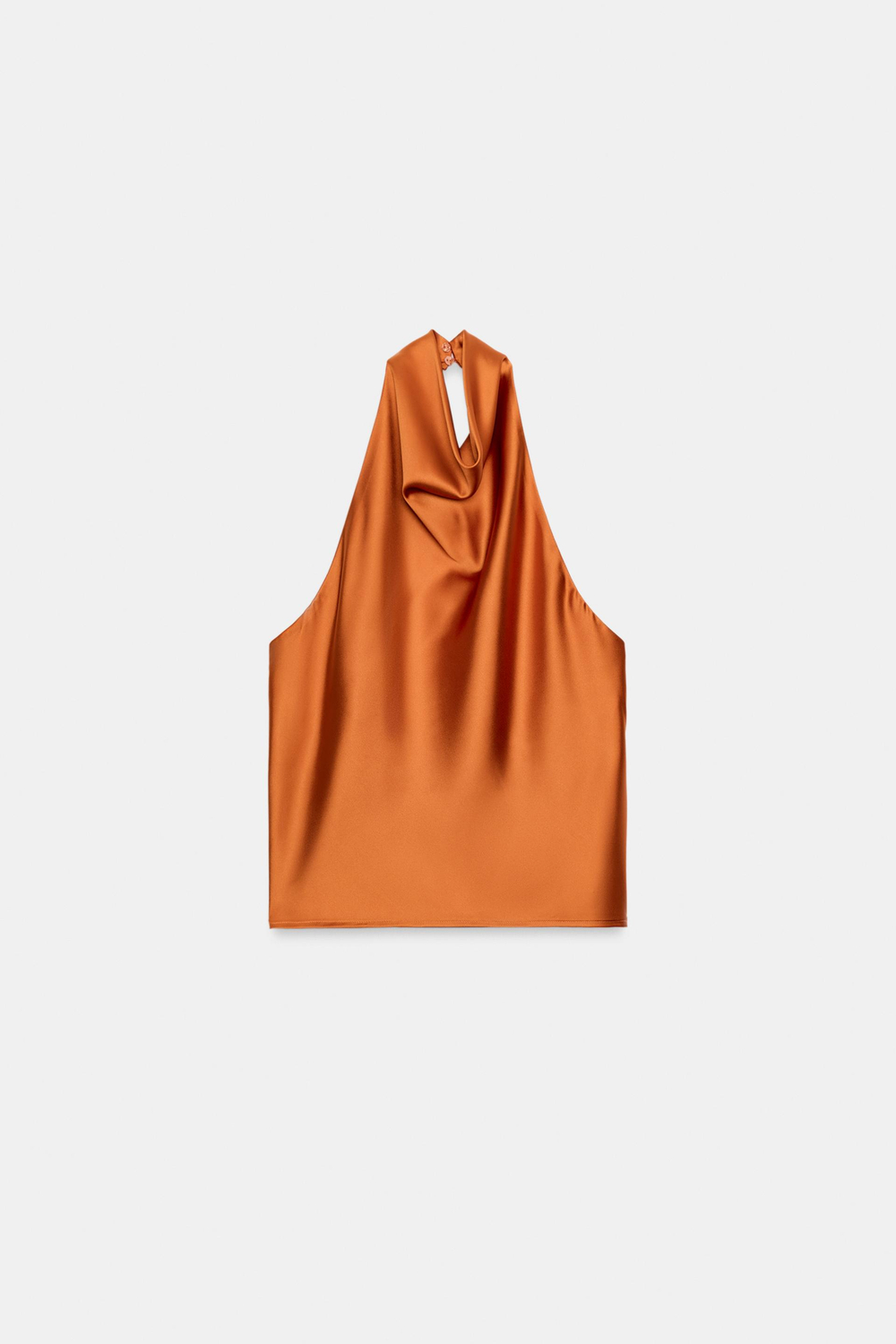 ZARA АТЛАСНЫЙ ТОП С ГОРЛОВИНОЙ ХАЛТЕР, ОРАНЖЕВЫЙ