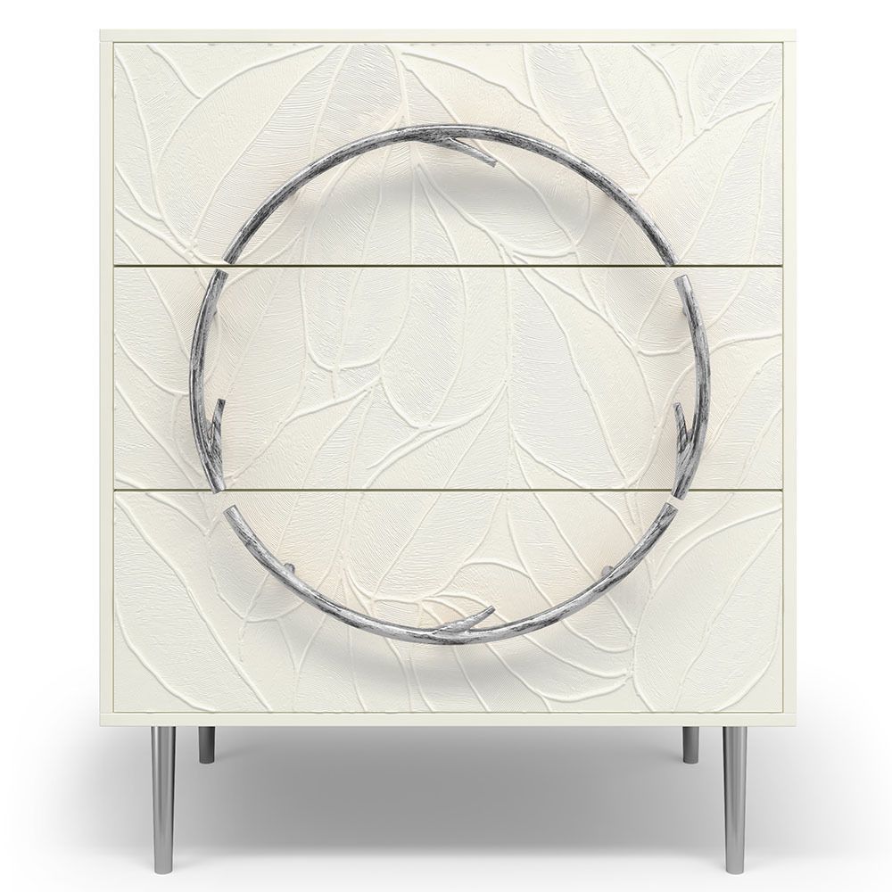 Комод Арт Колор leaves с 3-мя ящиками Стайл Сильвер Белый опал