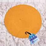 Берет женский из овечьей шерсти «Elegance», цвет горчичный, р. 58 (лейбл ультрамарин, подвес)