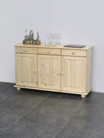 Тумба Лена 3 двери из массива сосны, с ящиками (нижняя часть буфета Лена), в натуральной отделке