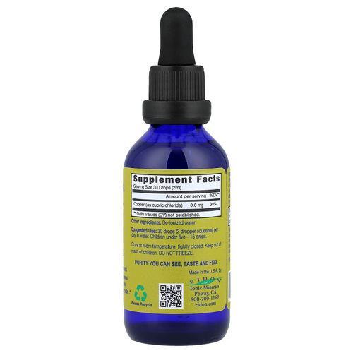 Eidon Ionic Minerals, жидкий концентрат меди, 60 мл (2 унции)
