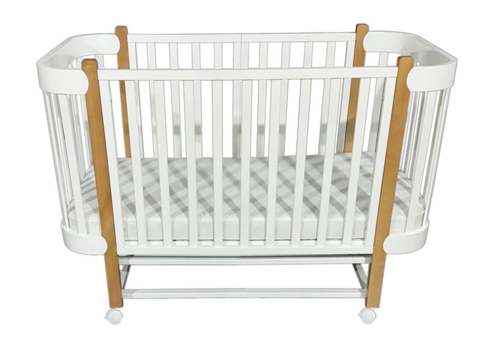Детская кроватка трансформер Solnyshko 3в1 (продольный маятник, съемная стенка, колеса)