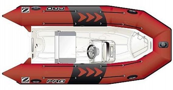Лодка надувная ZODIAC PRO 420 ПВХ ( красно-белая )