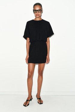ZARA КОРОТКОЕ ПЛАТЬЕ-БАЛЛОН, ЧЕРНЫЙ