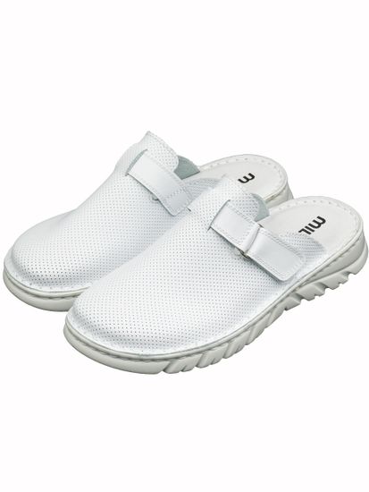 03 | "Duki" | Белые женские медицинские сабо натуральная кожа