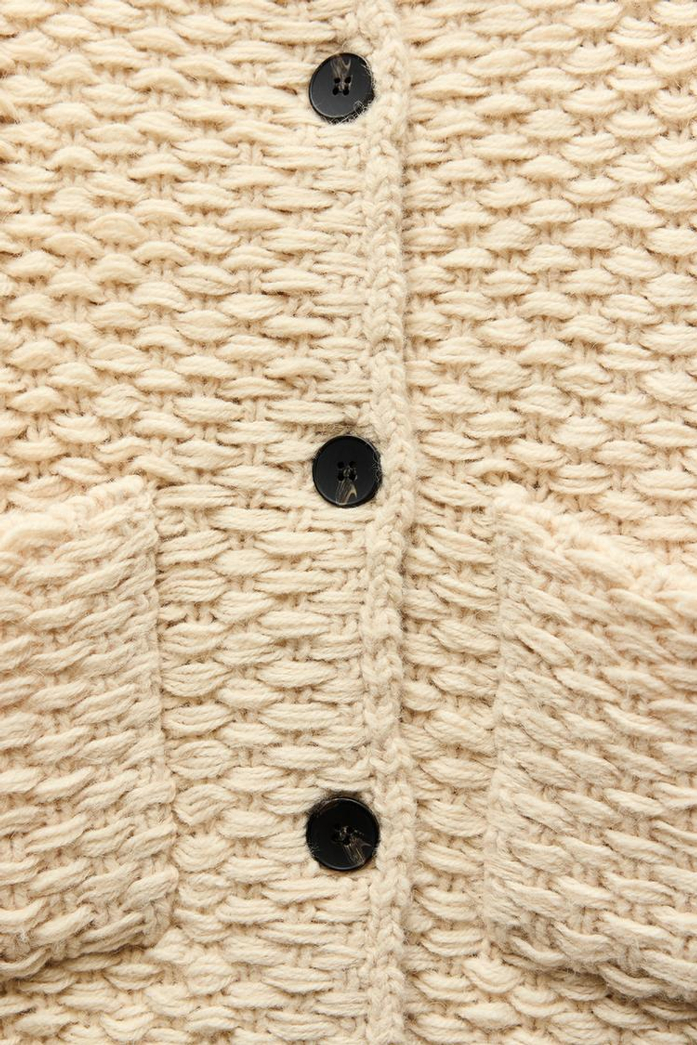 ZARA ТРИКОТАЖНЫЙ КАРДИГАН С ВЫСОКИМ ВОРОТНИКОМ, ЭКРЮ