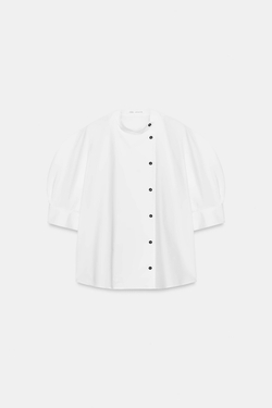 ZARA РУБАШКА ИЗ ПОПЛИНА С ПУГОВИЦАМИ — ZW COLLECTION, БЕЛЫЙ